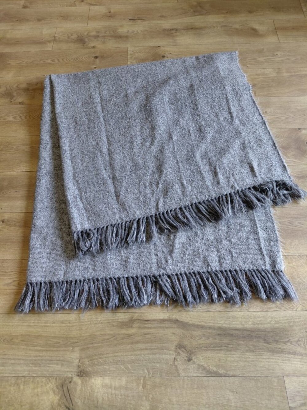 Restoration Hardware  Alpaca Boucle Weave Metallic Fringe Throw Grey 96" X 70"